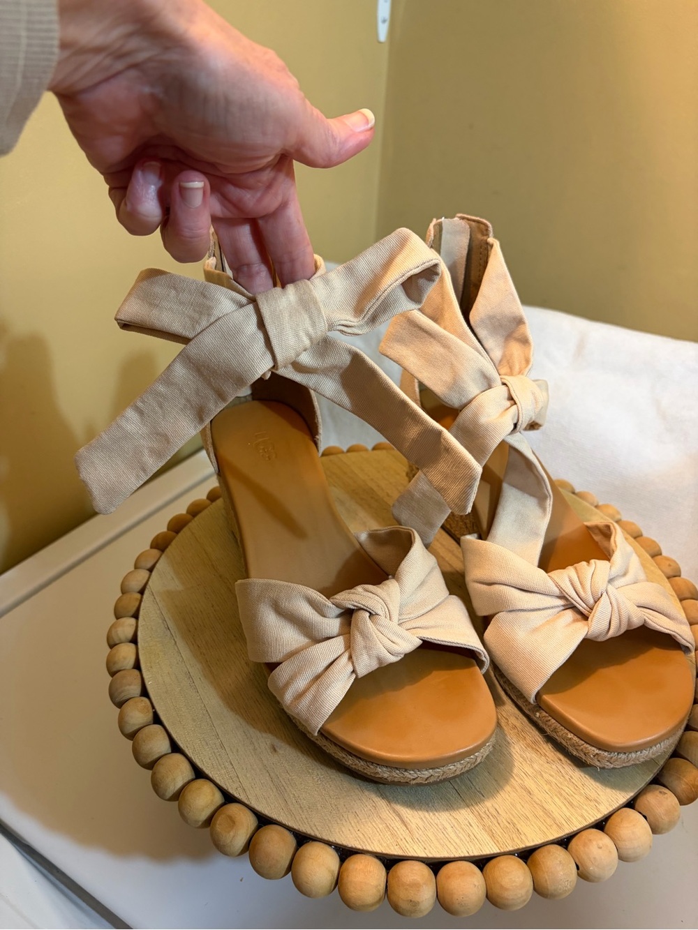 UGG Beige Knotted Espadrille Wedge Sandals View 2
